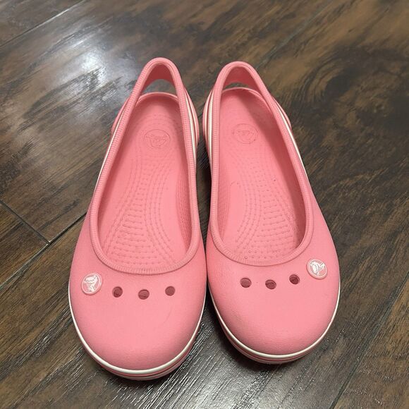 CROCS Genna Pink Slingback Comfort Slip On Ballet Flats Girls size 13 Barbie - Picture 2 of 8